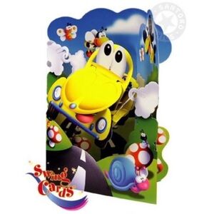 Santoro Interactive 3D Swing Greeting Card, Yellow Car